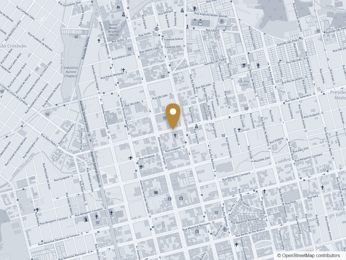 Mapa da região central de Chapecó com a localização da Auditor